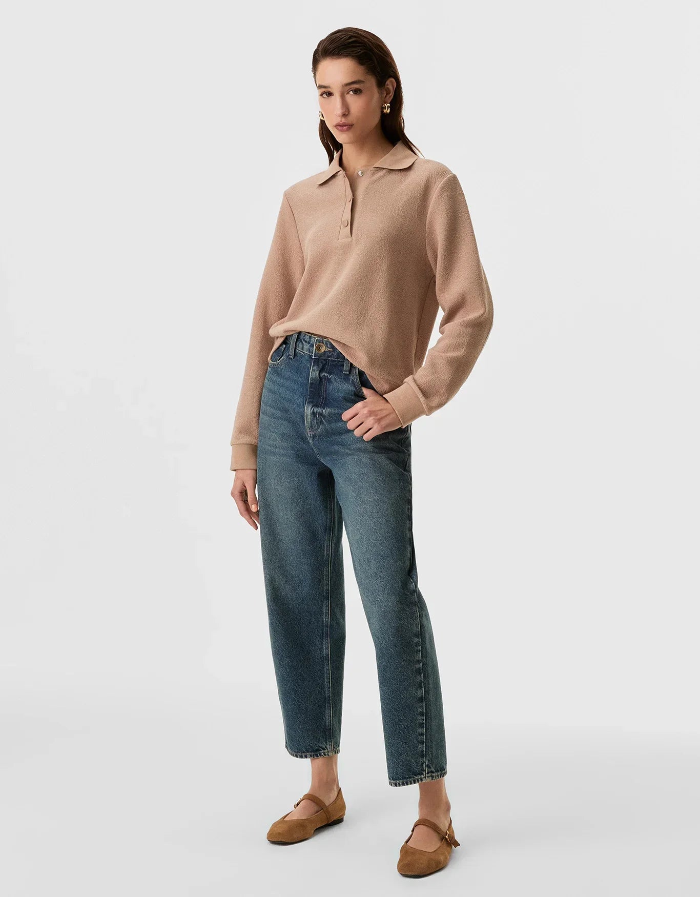Blusa texturizada de manga larga 360
