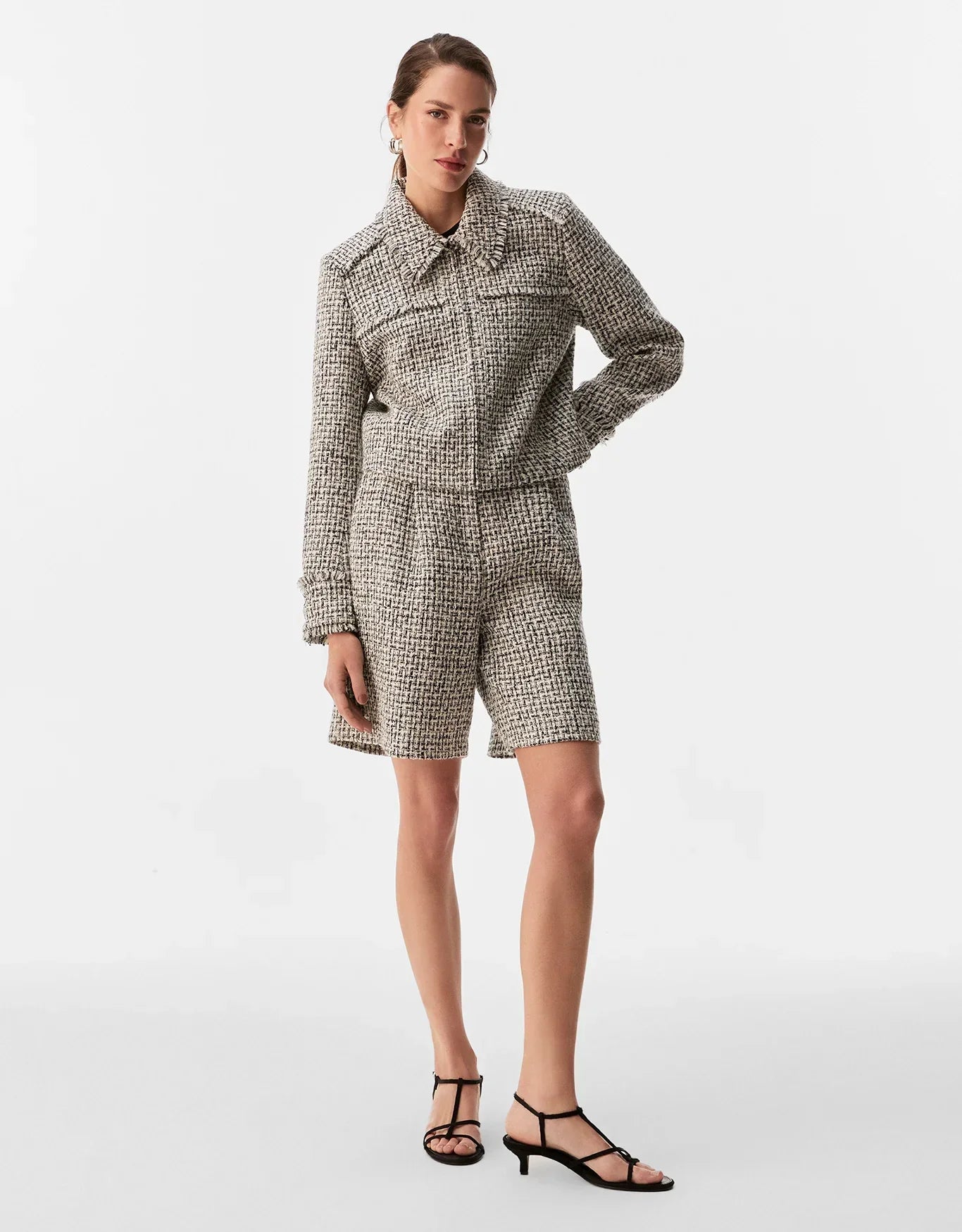 Chaqueta recta de tweed